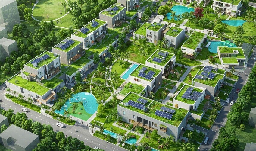 Pune’s top integrated townships prioritize sustainability with solar energy, water conservation, and eco-friendly building materials.