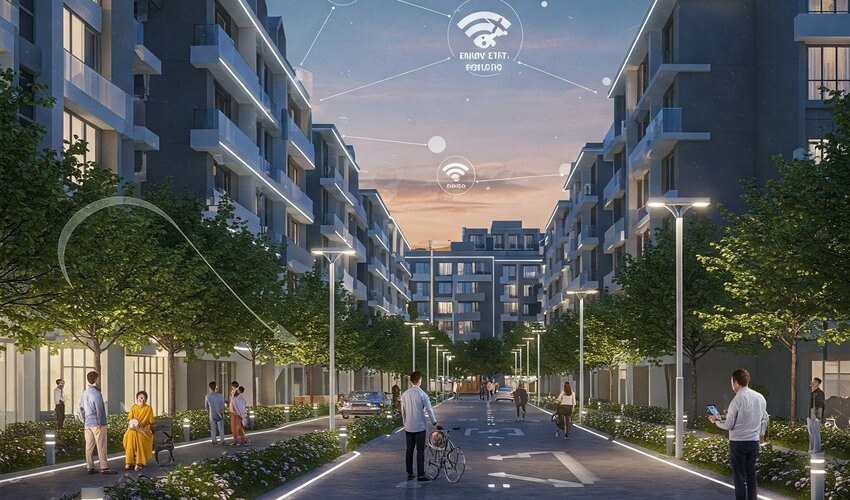 Smart infrastructure in Pune's integrated townships includes IoT systems, enhanced security, and sustainable energy solutions for residents.