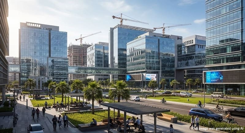 Corporate IT buildings in Hinjewadi showing economic expansion