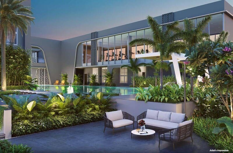 Party lawn and social gathering space at Life Republic township.