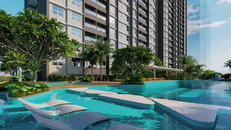 Families enjoying clubhouse and pool area in Life Republic Pune