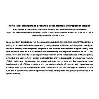 Kolte-Patil strengthens presence in the Mumbai - Life Republic by Kolte Patil