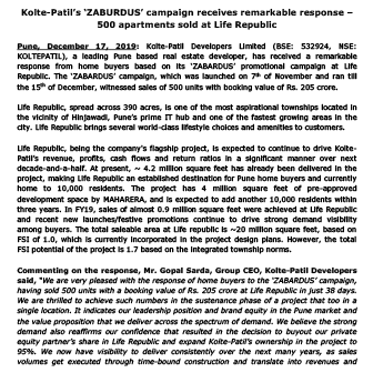 Kolte-Patil’s ZABURDUS success - Life Republic by Kolte Patil