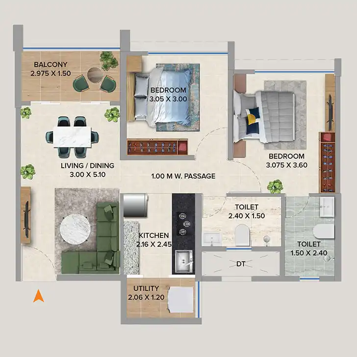 2 BHK - Flat No. 8, 11