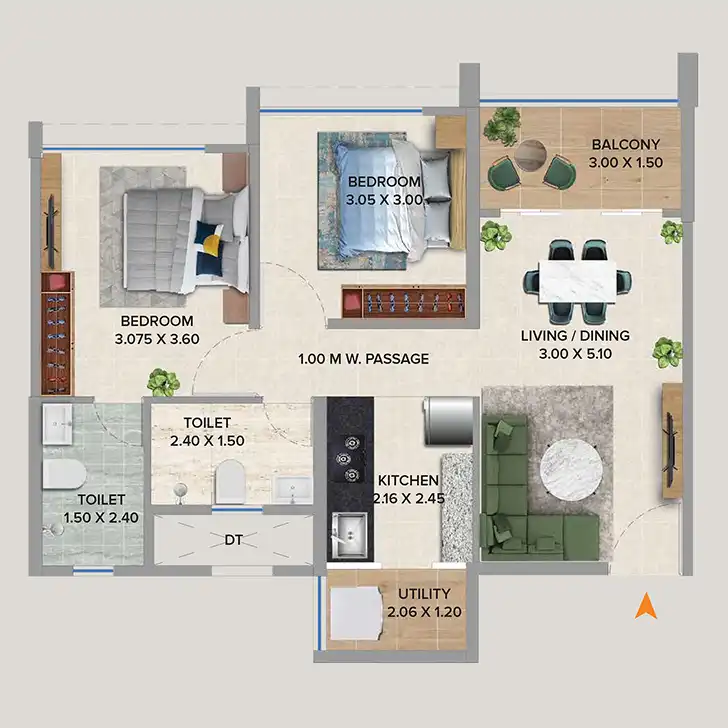 2 BHK - Flat No. 9, 10