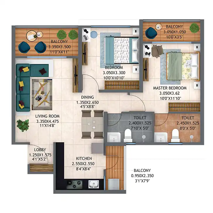 Atmos Architectural Floor Plan 14 – Kolte Patil Life Republic Hinjewadi