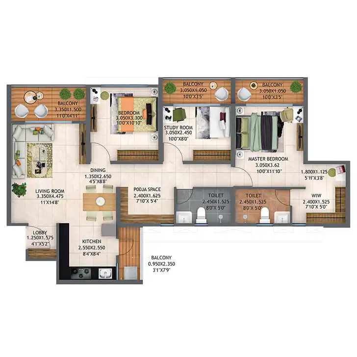 Atmos Architectural Floor Plan 2 – Kolte Patil Life Republic Hinjewadi