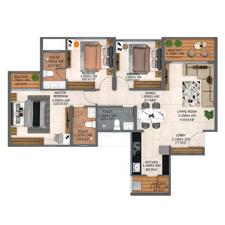 Atmos Architectural Floor Plan 12 – Kolte Patil Life Republic Hinjewadi
