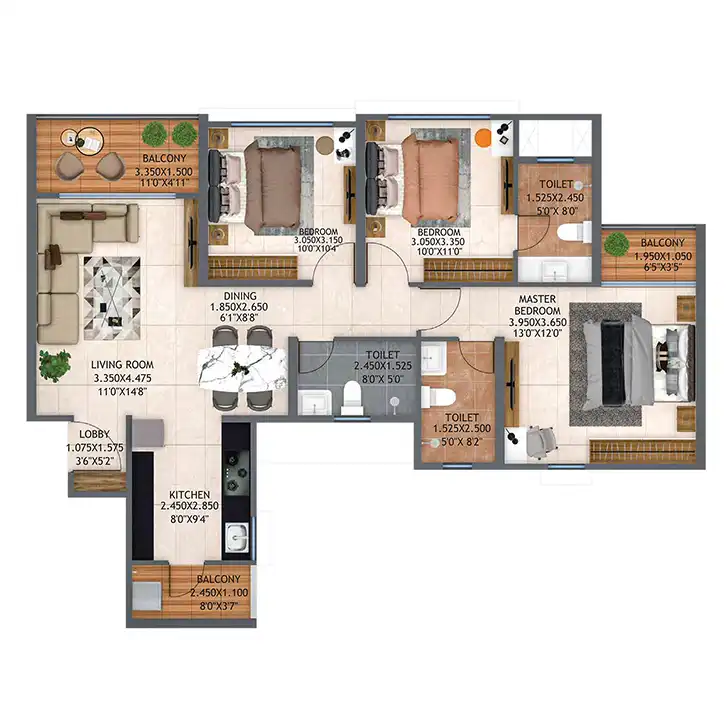 Atmos Architectural Floor Plan 5 – Kolte Patil Life Republic Hinjewadi