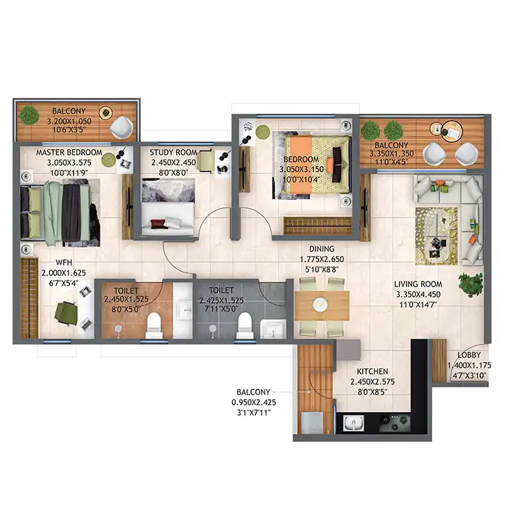 Atmos Architectural Floor Plan 13 – Kolte Patil Life Republic Hinjewadi