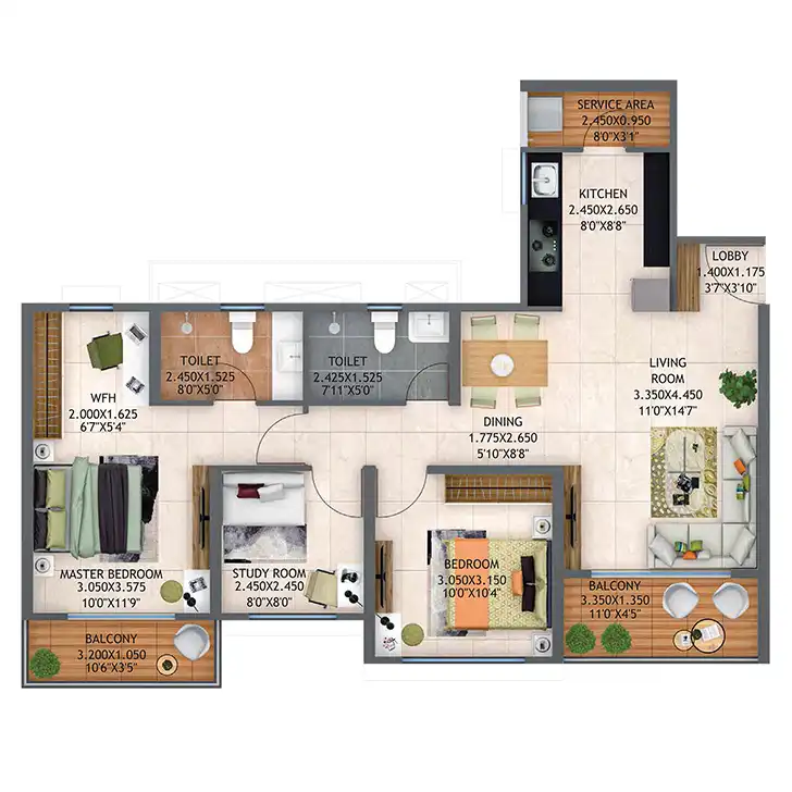 Atmos Architectural Floor Plan 15 – Kolte Patil Life Republic Hinjewadi