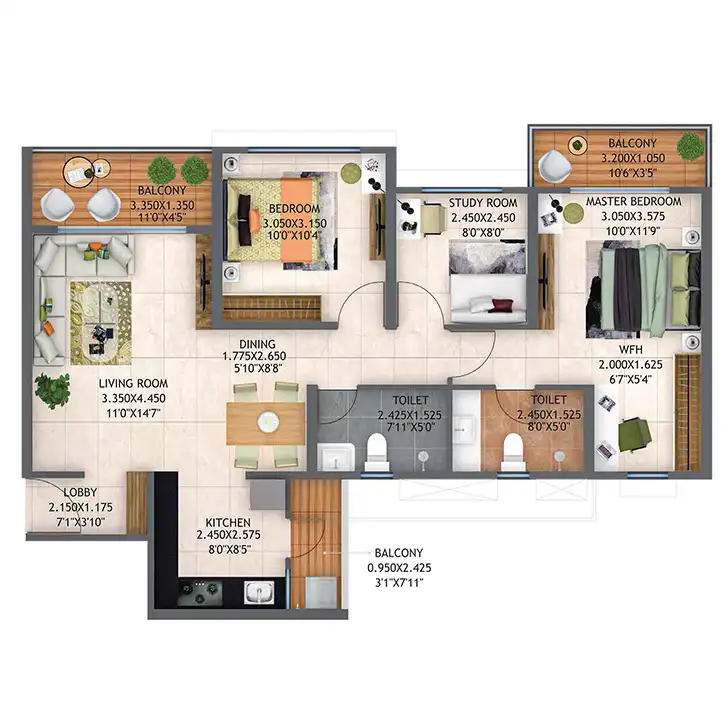Atmos Architectural Floor Plan 7 – Kolte Patil Life Republic Hinjewadi