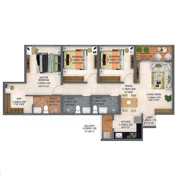 Atmos Architectural Floor Plan 3 – Kolte Patil Life Republic Hinjewadi