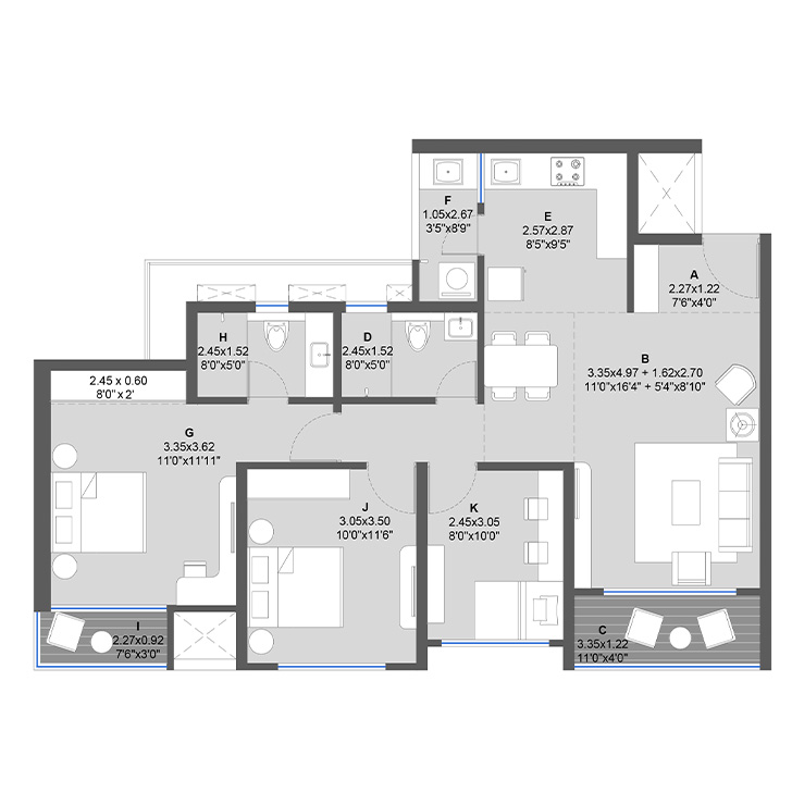 Echoes Architectural Floor Plan 1 – Kolte Patil Life Republic Hinjewadi